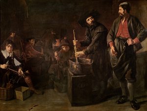 アムステルダムでのガラス製造ワークショップの内部 作： Jacob or Jacques van Loo